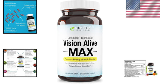Vision Alive Max - Eye Health Supplement with 8 Natural Ingredients, 30 Capsules