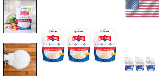 16 Oz Pouch 3 Pack - Real Salt, Unrefined Mineral Sea Salt with Trace Nutrients