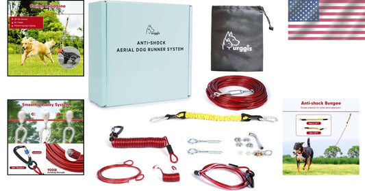 Tangle-Free Heavy-Duty Dog Zip Line - 75ft Anti-Shock System for 300lbs Dogs