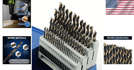 Corrosion-Resistant Drill Bit Set with 135° Points - 60-Piece Indexed Storage