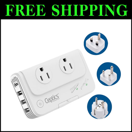 Dual Input 200W Voltage Converter & Fast Charge Adapter - Perfect for Travelers