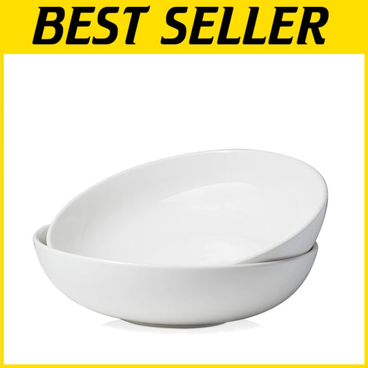 Elegant 11.5" Ceramic Serving Bowls Set of 2 - Microwave & Dishwasher Safe