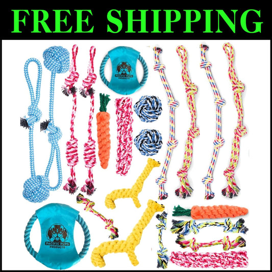 Eco-Friendly Cotton Dog Rope Toys Combo - 11 Durable Options for Fun