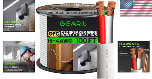 100ft 16 AWG Speaker Cable - Oxygen-Free Copper, Fire Safety Certified CL2