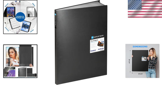 Archival Quality 18x24 Portfolio Book - 30 Clear Sleeves Display for Art & Music
