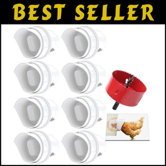Rainproof DIY Chicken Feeder Ports - Gravity Feed Kit with 8 Ports for Buckets