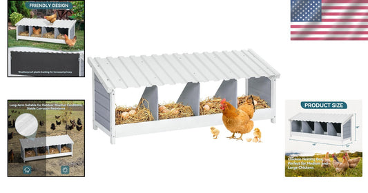 Premium Wooden Chicken Nesting Box - Weatherproof & Easy to Clean Design
