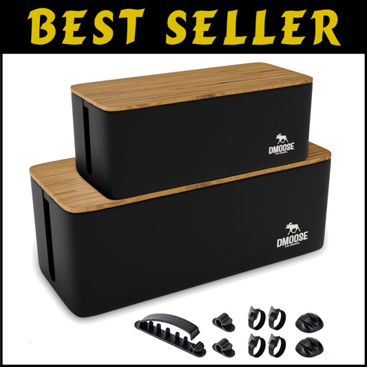 Stylish 2-Pack Desk & Floor Cable Management Boxes - Dust and Spill Protection