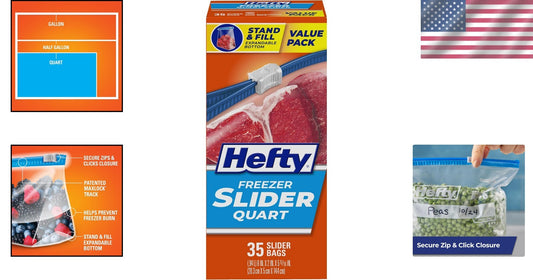 Clear Slider Freezer Bags, 35 Count Each - Durable, Food-Safe Storage Solution