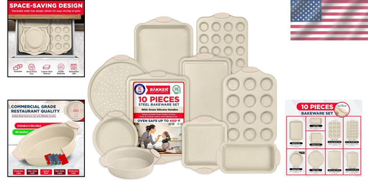 Durable Nonstick Baking Pans - 10-Piece Set for Kitchen and Restaurant Use