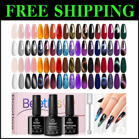 Captivating 39-Pc Gel Nail Polish Collection: Gemstone Colors for Trendy Styles