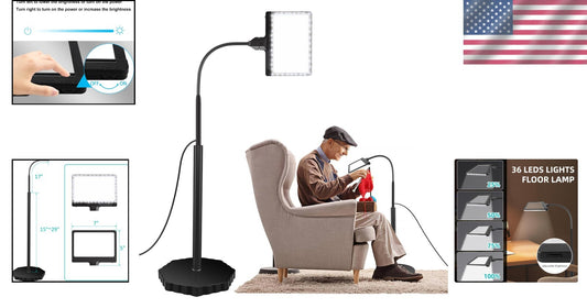 5X LED Floor Magnifier with Dimmable Light & Adjustable Stand, Ideal for Crafts