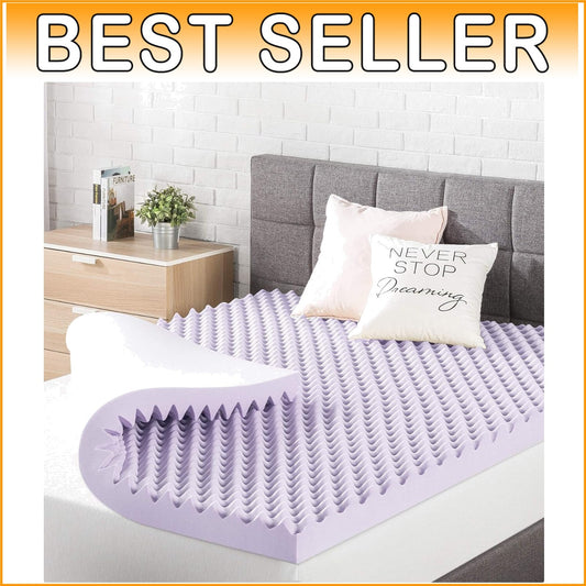 Full Size Egg Crate Memory Foam Topper - Soft Lavender Infusion for Comfort