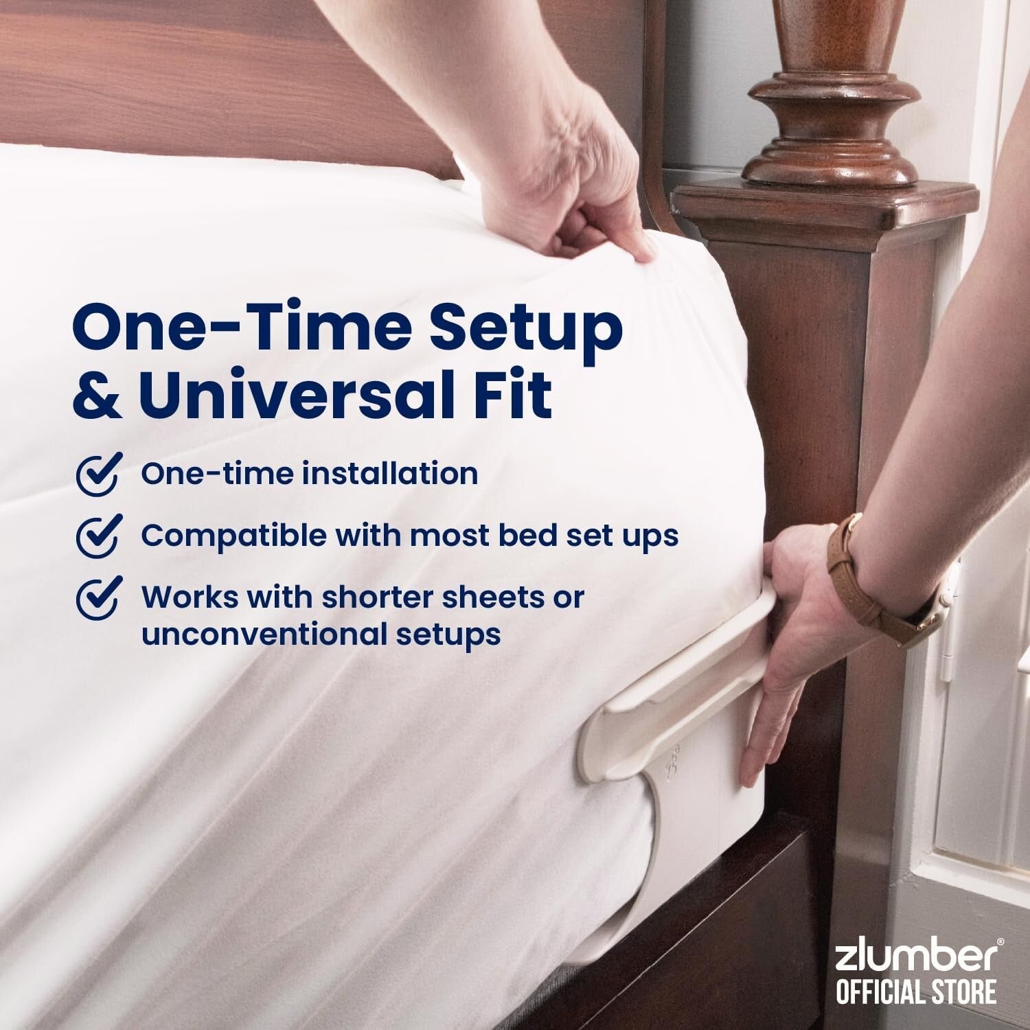 Patented Lock Sheet Straps - Easy One-Time Installation for Better Sleep