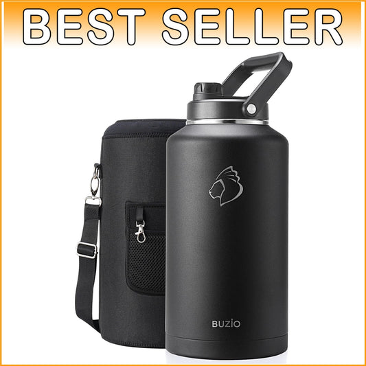 Black 2 Gallon Water Bottle - Triple Insulated & Leakproof for Outdoors