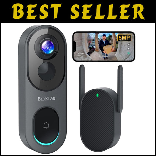 Battery or Wired 5MP Wireless Doorbell with 180° View & 32GB Storage