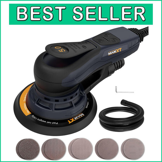 350W Electric Brushless Orbital Sander with Variable Speed & 10 Sanding Papers