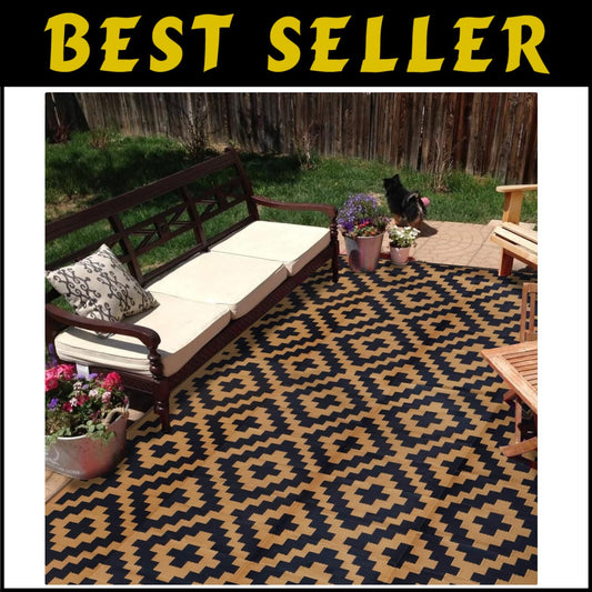 Versatile 9' x 18' Reversible Outdoor Rug - Ideal for Camping, Decks & More
