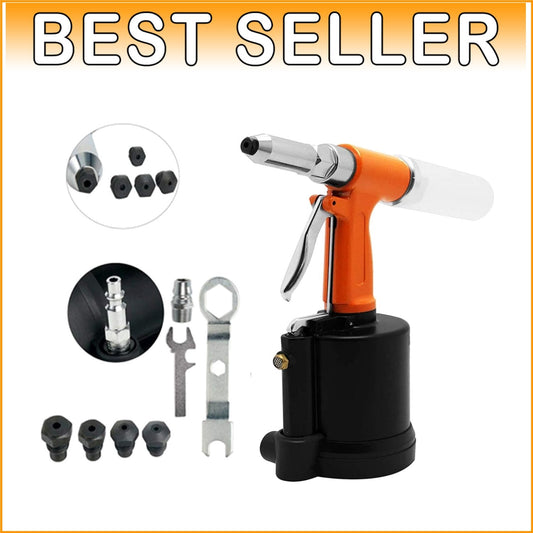 Effortless Pneumatic Air Rivet Gun with 5 Nosepieces - Lightweight & Durable