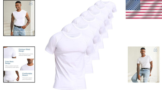 Classic Fit 6-Pack Men's Cotton Undershirts with Invisible Crew Neck Design