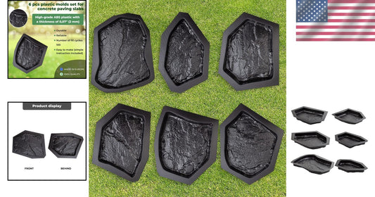 6 Pack Reusable Concrete Molds for Stunning Flagstone Pathway Designs