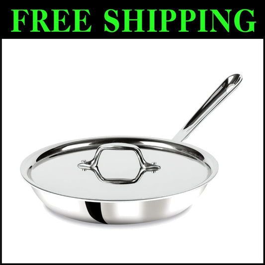 Professional-Grade 10" Stainless Steel Fry Pan with Lid - Dishwasher Safe