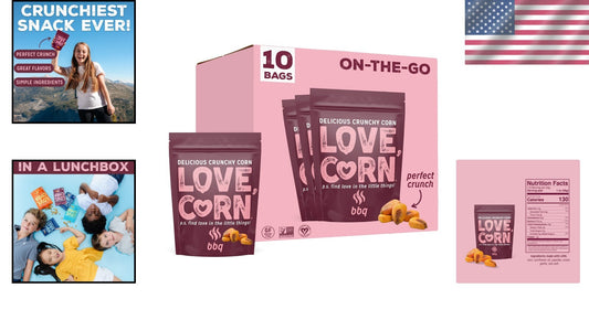 Delicious 1.6oz Crunchy Corn Snack - 10 Bags of Gluten-Free, Non-GMO Goodness