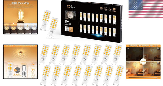 G9 LED Bulb Dimmable 40W Equivalent - 18 Pack, 400 Lumens, 360° Light Coverage