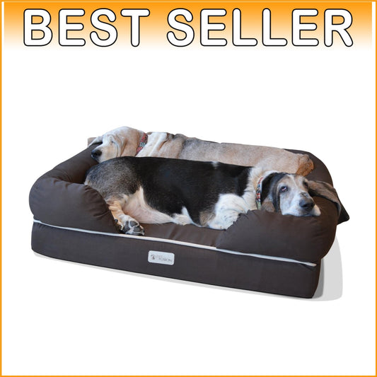 Large Orthopedic Dog Bed with Bolster - Machine Washable Cover, YKK Zippers
