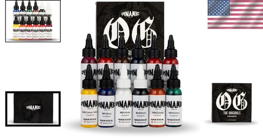 Dynamic Color Tattoo Ink Set - 12 Vivid 1 oz Bottles for Professional Artists