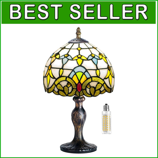 Charming Multi-Color Stained Glass Desk Lamp - Perfect for Living Room & Bedroom