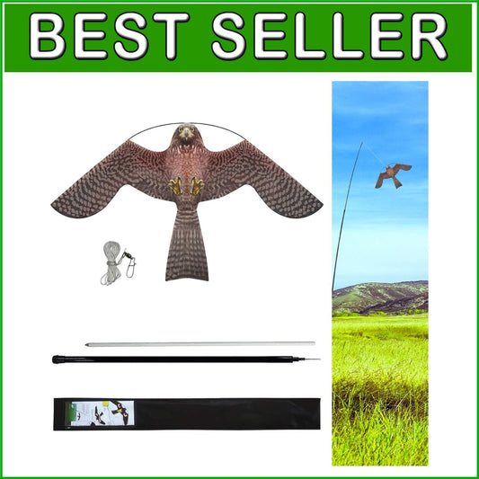 Red Bird Scarer Kite with Adjustable 4m Pole - Effective Crop Protection