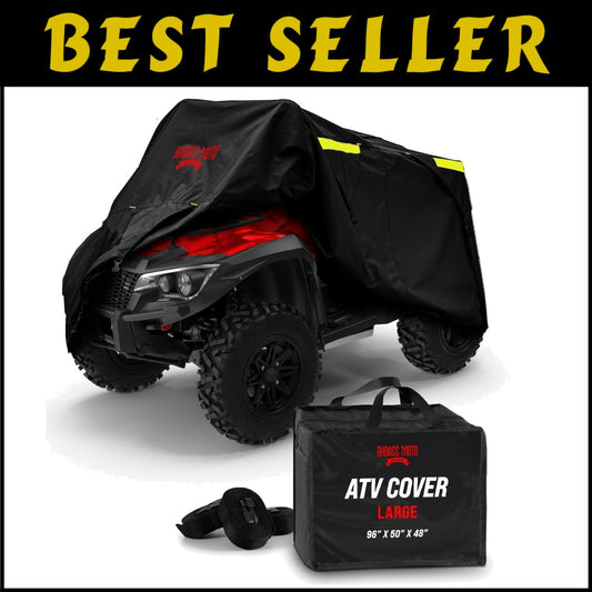 Heavy-Duty Waterproof ATV Cover with Reflective Strips - 95" Long - Badass Black