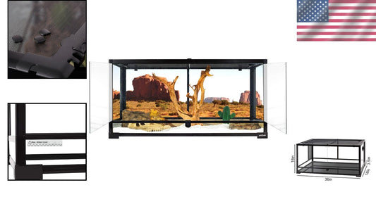 Easy-Access 50-Gallon Reptile Tank with Screen Ventilation & Double Door Design