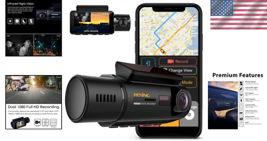 Full HD Dual Camera Car Dash Cam with Infrared Night Vision & Supercapacitor