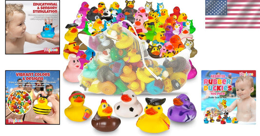 Vibrant 100 Count Rubber Duck Assortment - Perfect for Pools & Parties