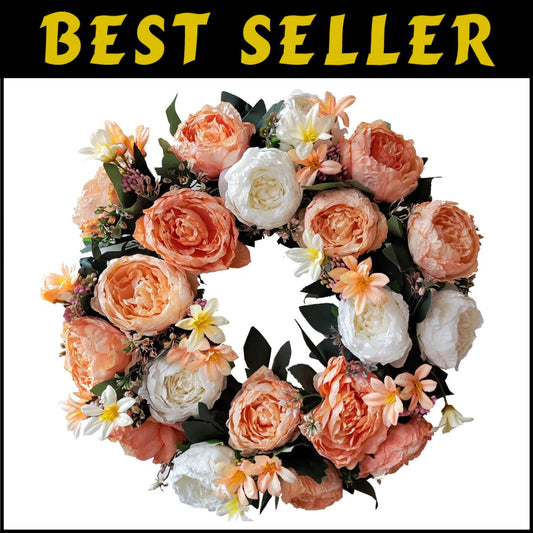 Eye-Catching 20-Inch Spring Wreath Featuring Champagne Gold Roses - Gift Ready