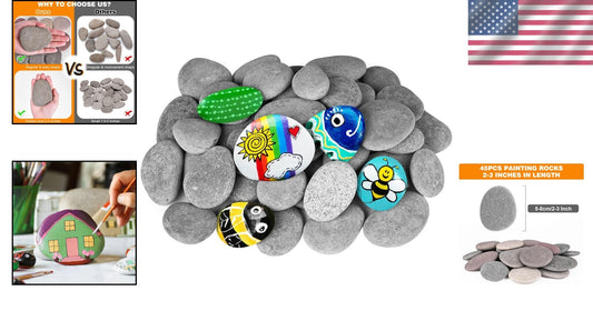 45 PCS Smooth River Rocks for Easy Painting - Perfect Craft Activity for Kids