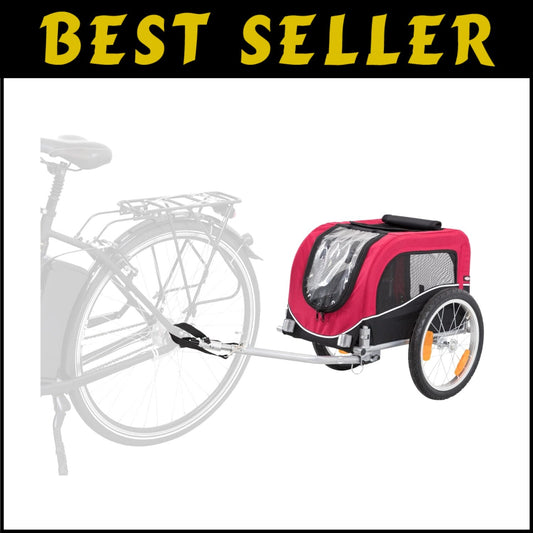 Dog Bike Trailer for Small Dogs Up to 33 lbs - Safety and Comfort in Red