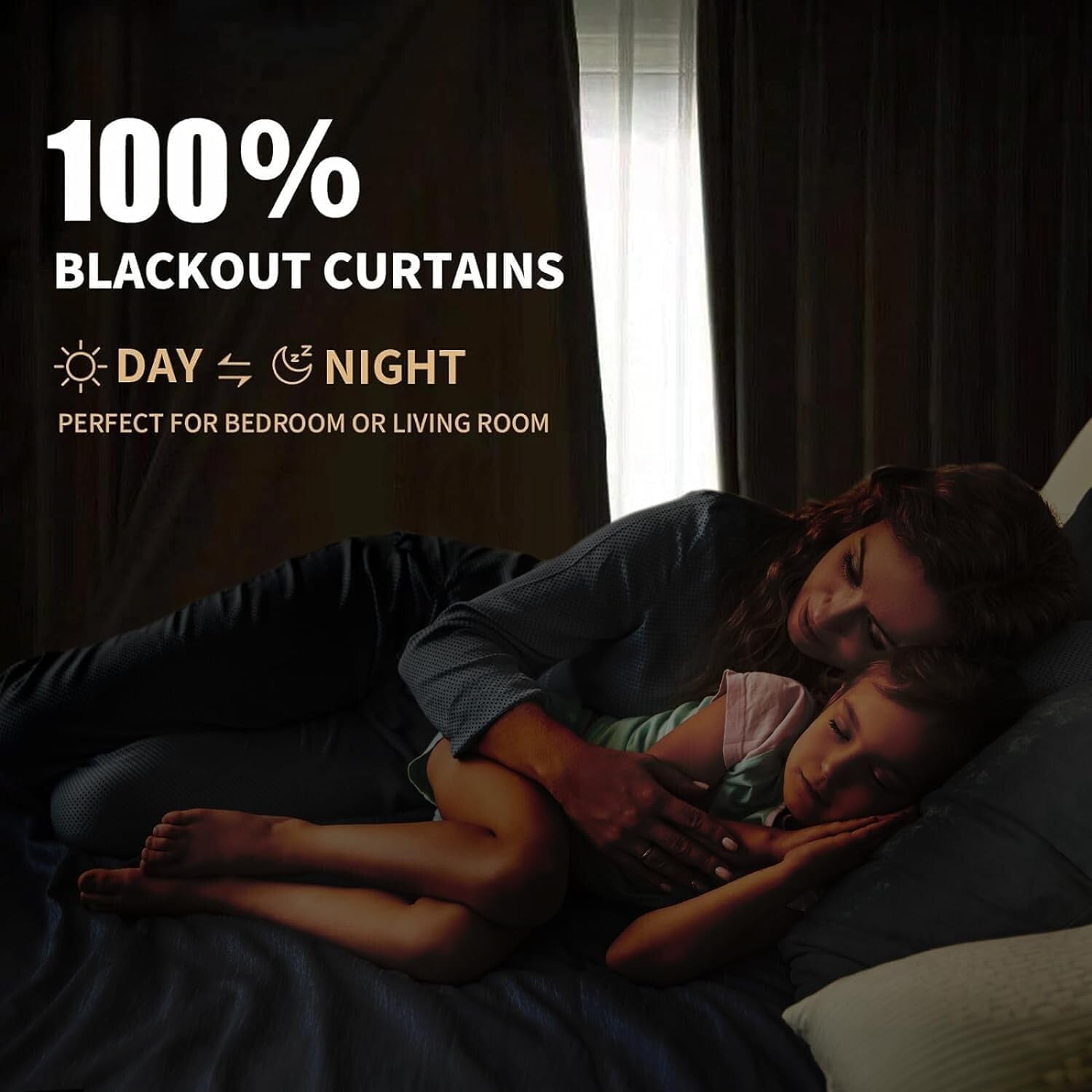 100% Blackout Curtains - Thermal Insulated 102" Beige Drapes (2 Panels)