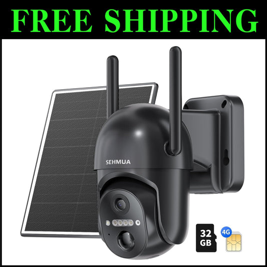 360° Wireless Solar Security Camera - 2K Color Night Vision, IP65 Waterproof
