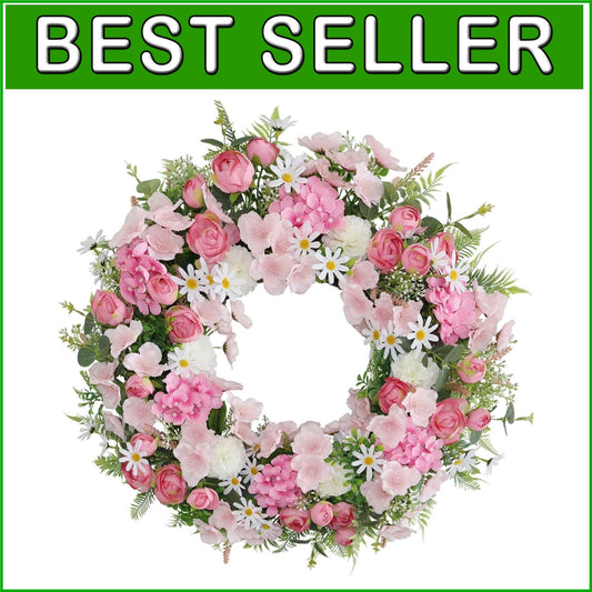 Beautiful Faux Silk Rose & Hydrangea Wreath 24-26 In - Spring/Summer Elegance