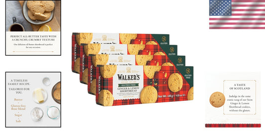 All-Butter Ginger & Lemon Shortbread Cookies, Gluten-Free & Vegetarian, 29.4 Oz