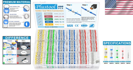 Versatile 800PCS Solder Seal Wire Connectors - Perfect for Marine & Truck Use