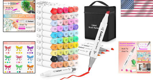51 Colors Dual Tip Alcohol Brush Markers - Vibrant Artist Set for All Ages