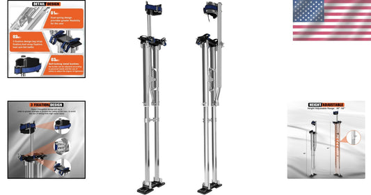 48-64" Adjustable Aluminum Drywall Stilts with Knee Pads - For Safe Painting