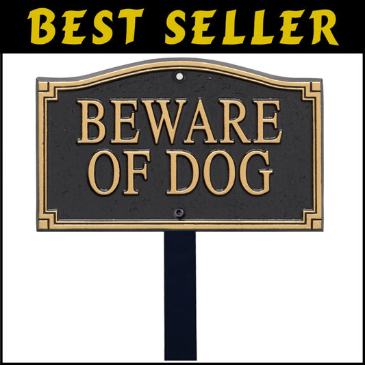 Durable 18" Tall 'Beware of Dog' Plaque - Elegant Yard Sign with Rustproof Stake