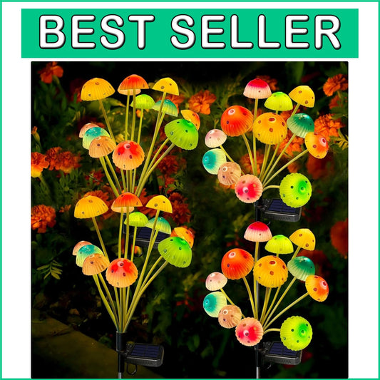 48 LED Multicolor Solar Mushroom Lights Set - Perfect for Lawn and Patio