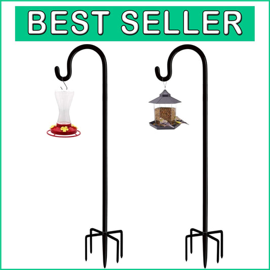 Adjustable Outdoor Shepherd Hook Stand, 5 Prong Base, 76 Inches Tall, 2 Packs