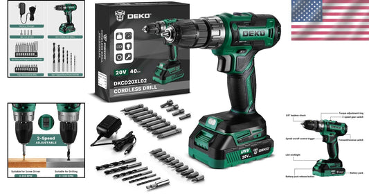Versatile DEKO PRO 20V Electric Power Drill with Bits and Magnetic Holder